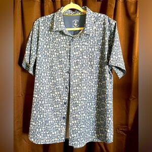 Men’s Captain Cocktail Button Up Shirt, Size L, Short Sleeves, 100% Polyester